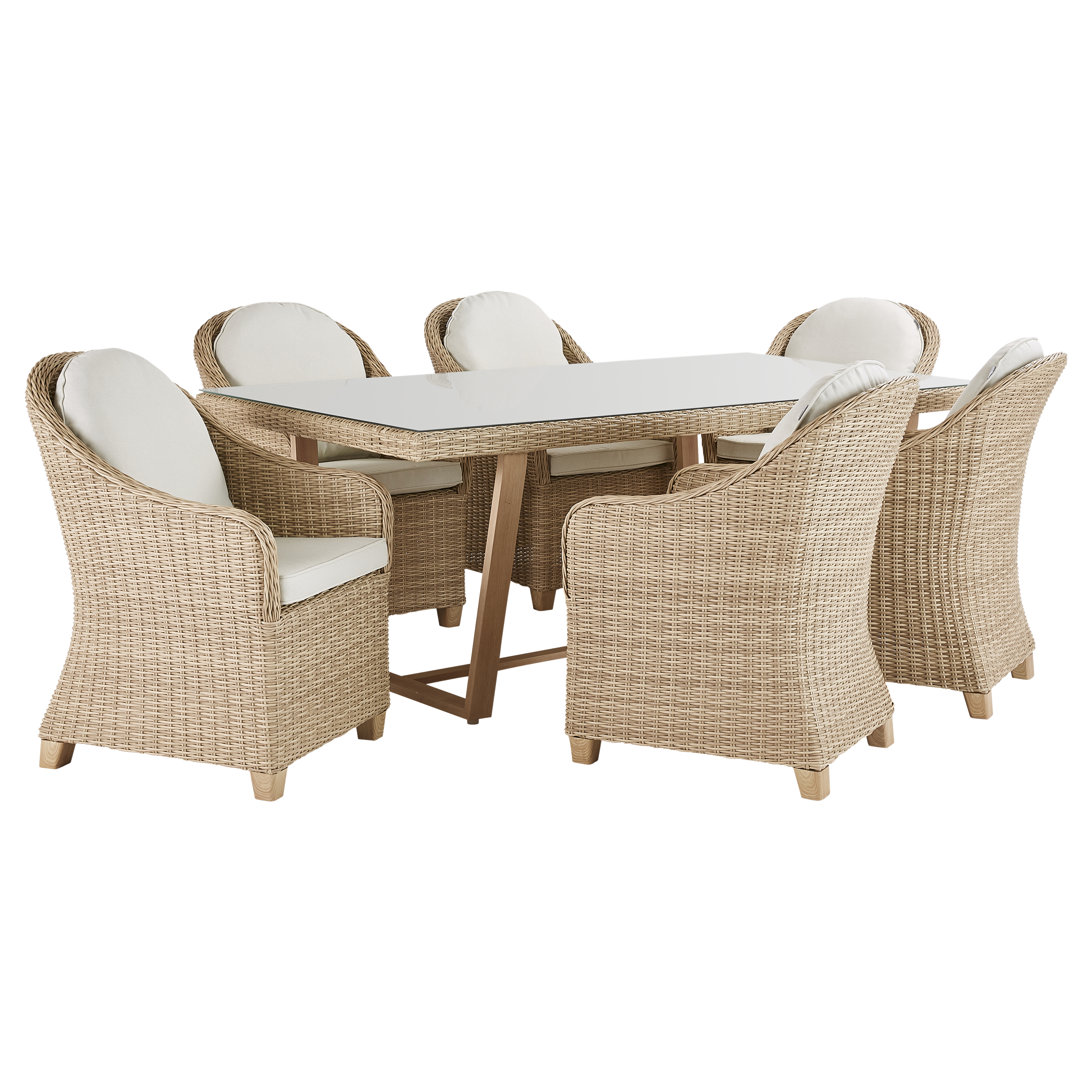 Naterial Sillón Tipo Ratán con Cojín y Descansabrazos Aptos para Exterior, Modelo Medena
