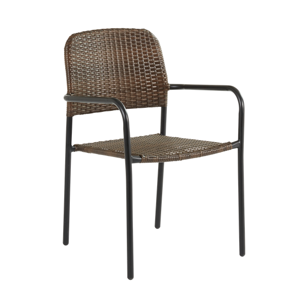 Naterial Silla de Comedor: Mesa + 6 Sillas Tipo Ratán Con Descansabrazos Estructura de Acero , Modelo Zena