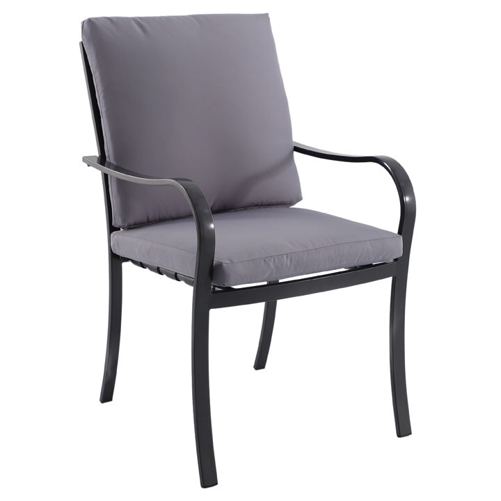 Naterial Set de Comedor: Mesa Cuadrada +4 Sillas con Cojines+ Sombrilla de Acero, Modelo Rono