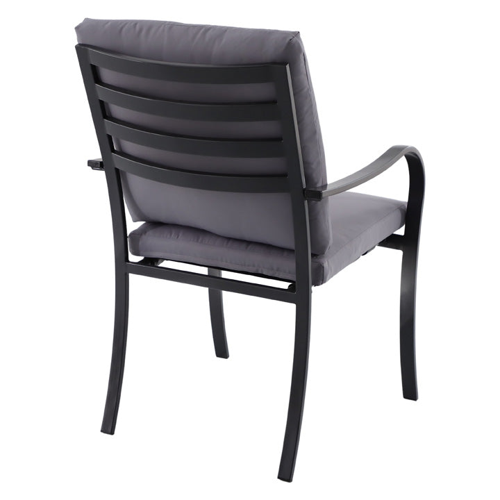 Naterial Set de Comedor: Mesa Cuadrada +4 Sillas con Cojines+ Sombrilla de Acero, Modelo Rono