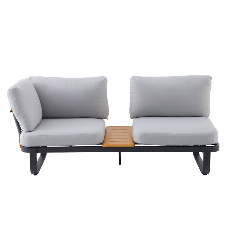 Naterial Set de Sala Muebles de Jardín: Sofá Esquinero + 1 mesa con cojines, Estructura de Aluminio para Exterior, Modelo Calypso