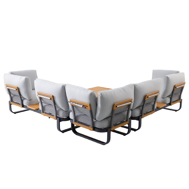 Naterial Set de Sala Muebles de Jardín: Sofá Esquinero + 1 mesa con cojines, Estructura de Aluminio para Exterior, Modelo Calypso