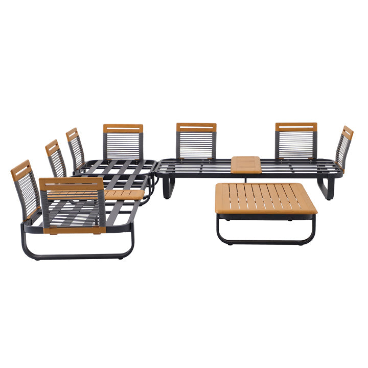 Naterial Set de Sala Muebles de Jardín: Sofá Esquinero + 1 mesa con cojines, Estructura de Aluminio para Exterior, Modelo Calypso