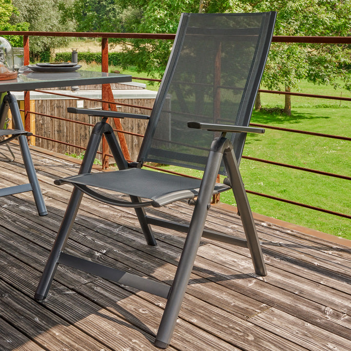 Naterial Set de 4 Sillas de Jardín Plegables de Aluminio y Textileno para Exterior con Respaldo Ajustable, Modelo Odyssea