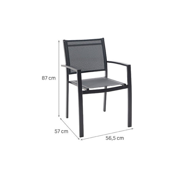 Naterial Silla de Jardín Apilable de Aluminio y Textileno con Brazos para Exterior , Modelo Lyra Beta
