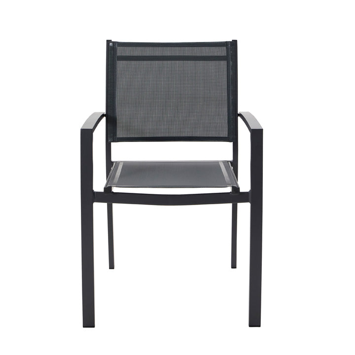 Naterial Set de 4 Sillas de Jardín Apilables de Aluminio y Textileno con Brazos para Exterior , Modelo Lyra Beta