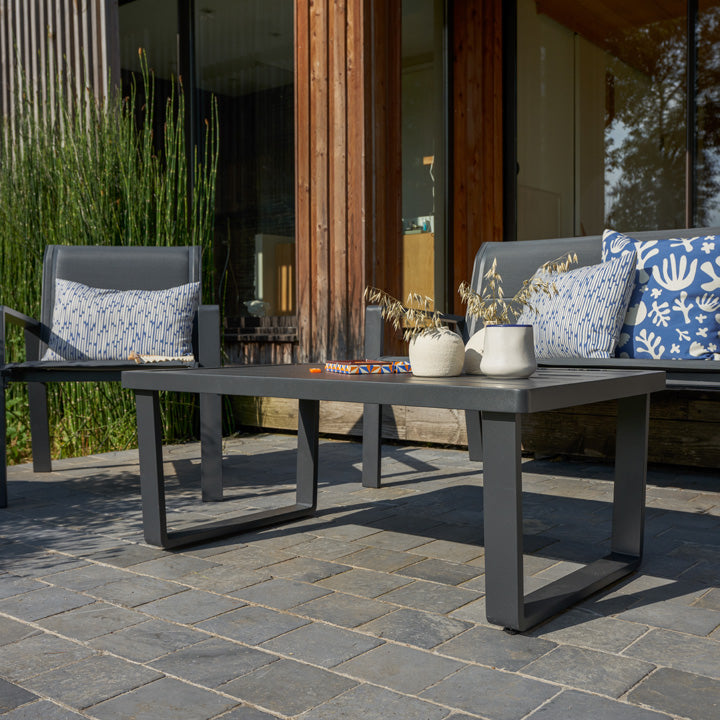 Naterial Set de Sala para Jardín:  Sofá de 2 plazas + 2 sillones + Mesa de Centro de Aluminio para Exterior, Modelo Aramis