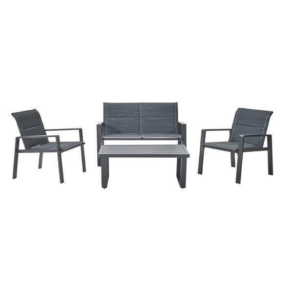 Naterial Set de Sala para Jardín:  Sofá de 2 plazas + 2 sillones + Mesa de Centro de Aluminio para Exterior, Modelo Aramis