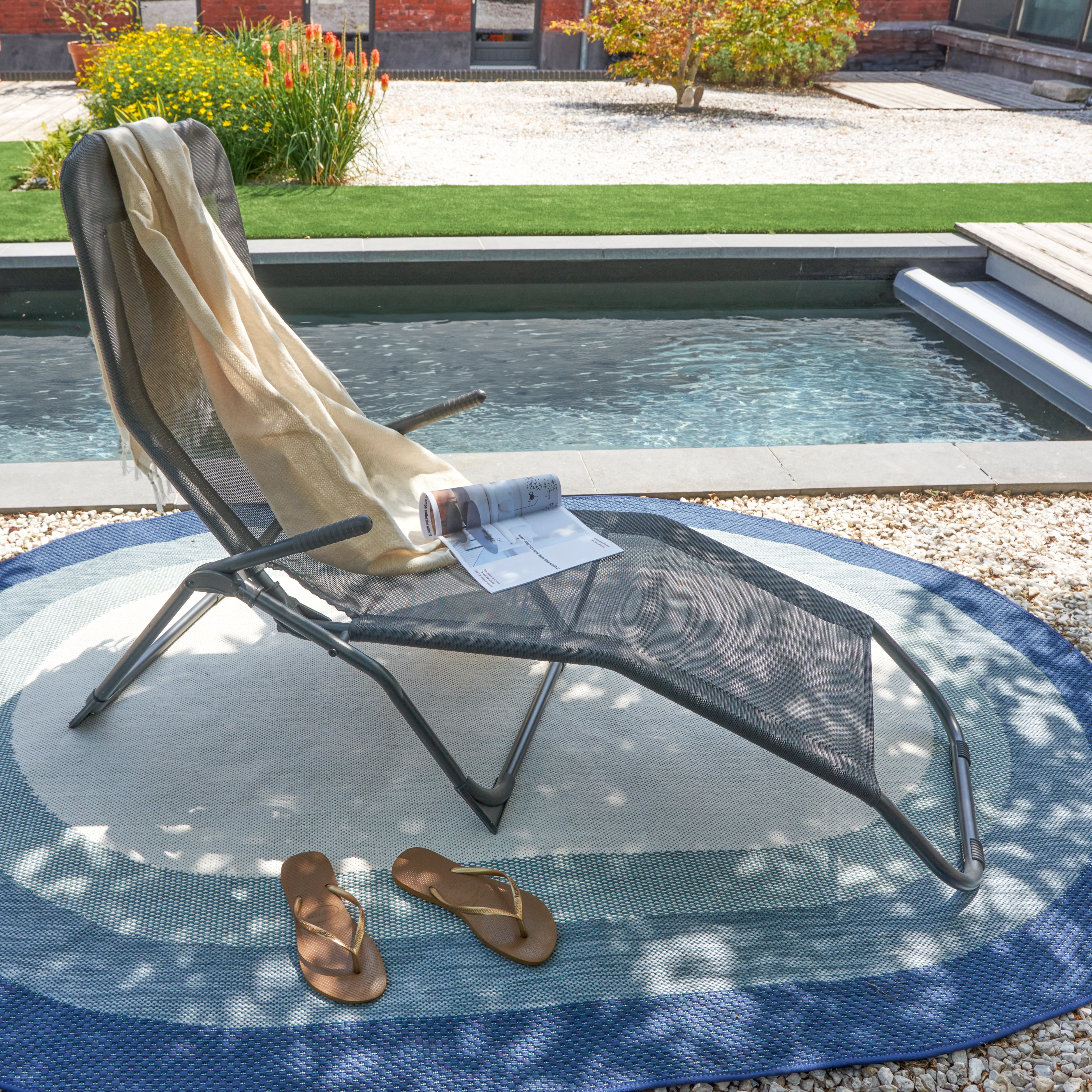 Naterial Set de 2 Camastros Plegables de Acero y Textileno 2 Posiciones Reclinable , Modelo Kroma