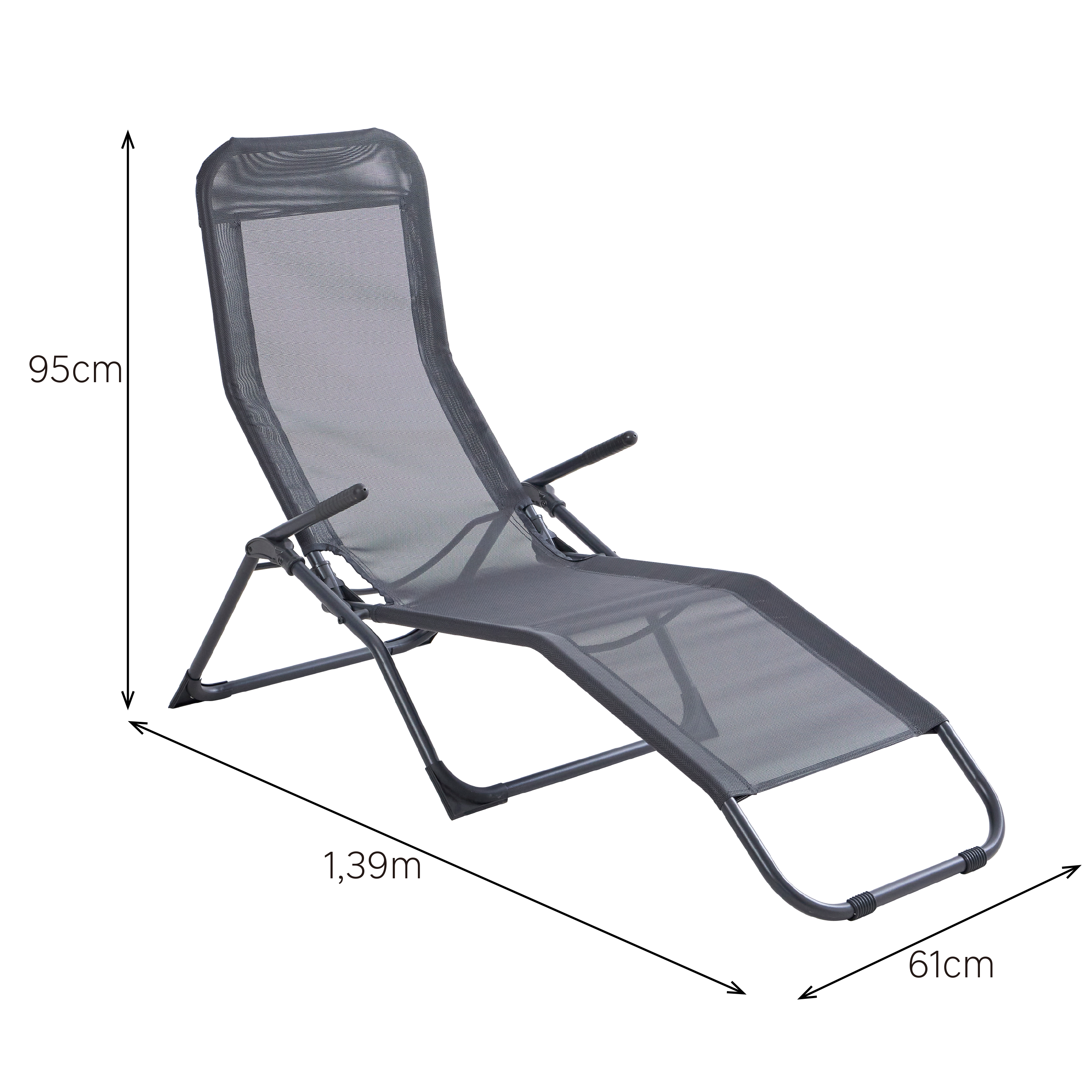 Naterial Set de 2 Camastros Plegables de Acero y Textileno 2 Posiciones Reclinable , Modelo Kroma