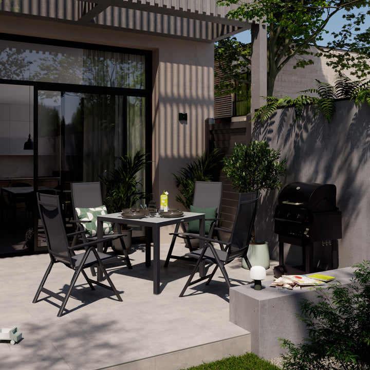 Naterial Set de 4 Sillas de Jardín Plegables de Aluminio y Textileno para Exterior con Respaldo Ajustable, Modelo Odyssea