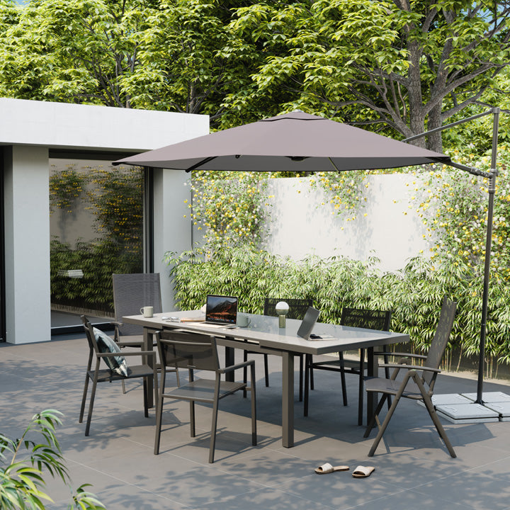 Naterial Sombrilla para Jardín 290cm con Mástil Lateral de Acero Gris, Modelo Polar II