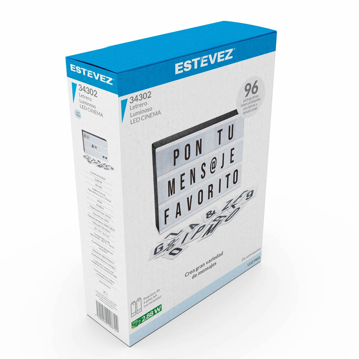 Estevez Pack de 6 Letreros Luminosos LED Cinema, Modelo  34302