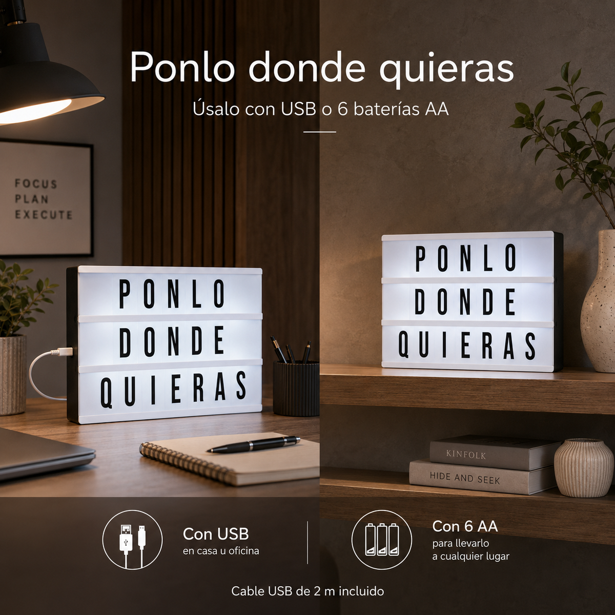 Estevez Pack de 6 Letreros Luminosos LED Cinema, Modelo  34302