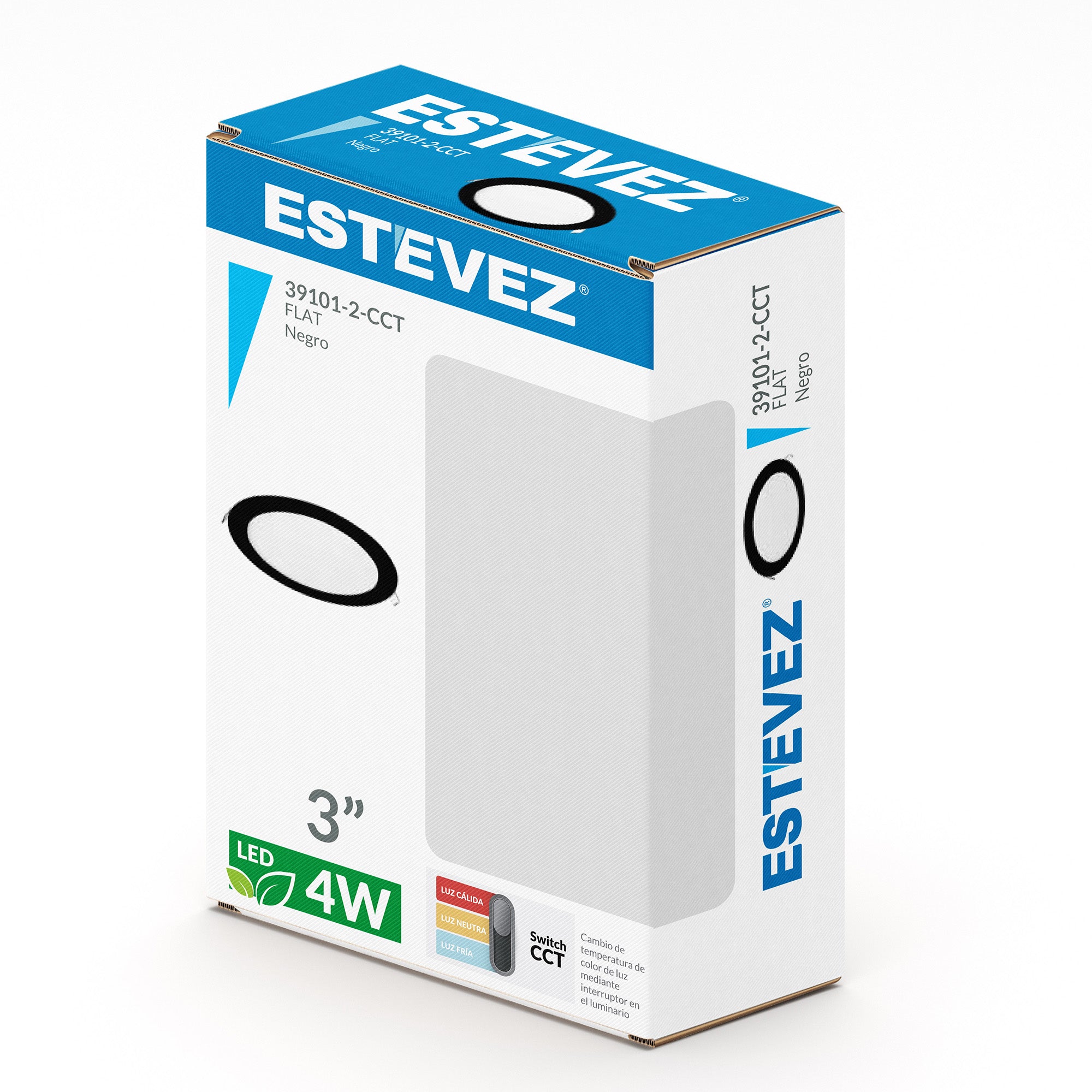 Estevez Luminario Downlight LED Empotrable 12W Ø170 mm Flat CCT con Selector de Temperatura, Modelo 39101-0-CCT