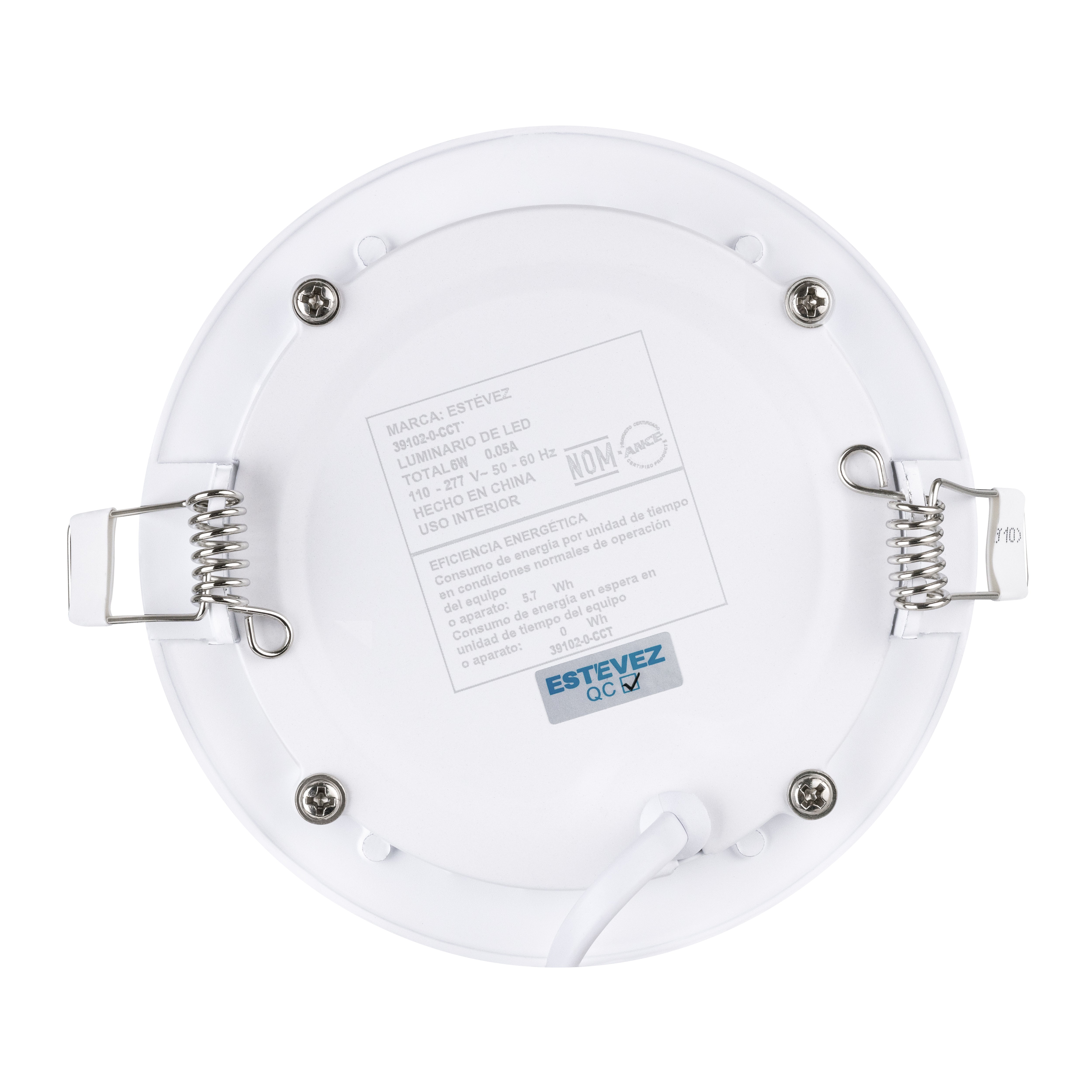 Estevez Luminario  Downlight LED Empotrable 6W Ø120 mm Flat CCT con Selector de Temperatura, Modelo 39102-0-CCT