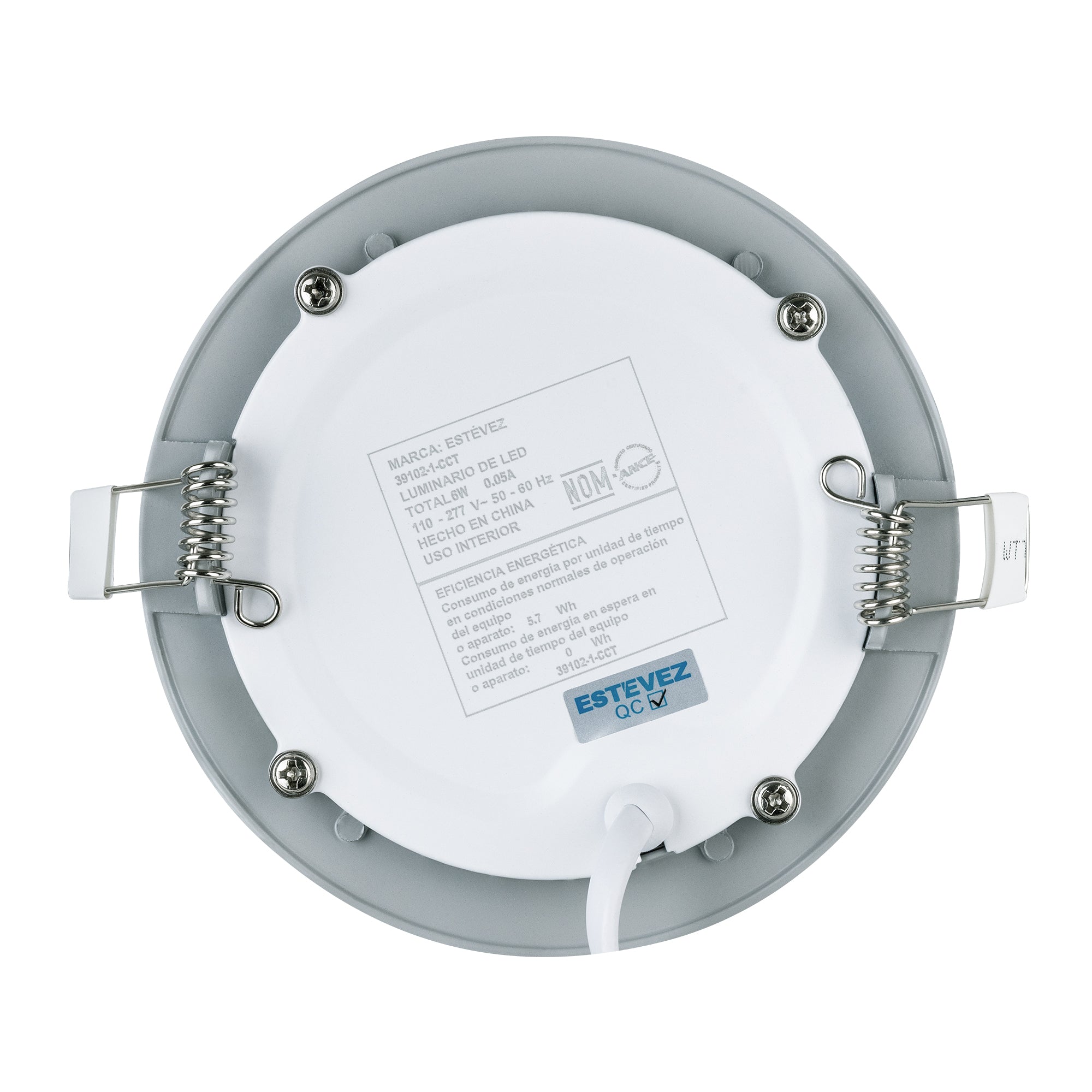 Estevez Luminario  Downlight LED Empotrable 6W Ø120 mm Flat CCT con Selector de Temperatura, Modelo 39102-0-CCT