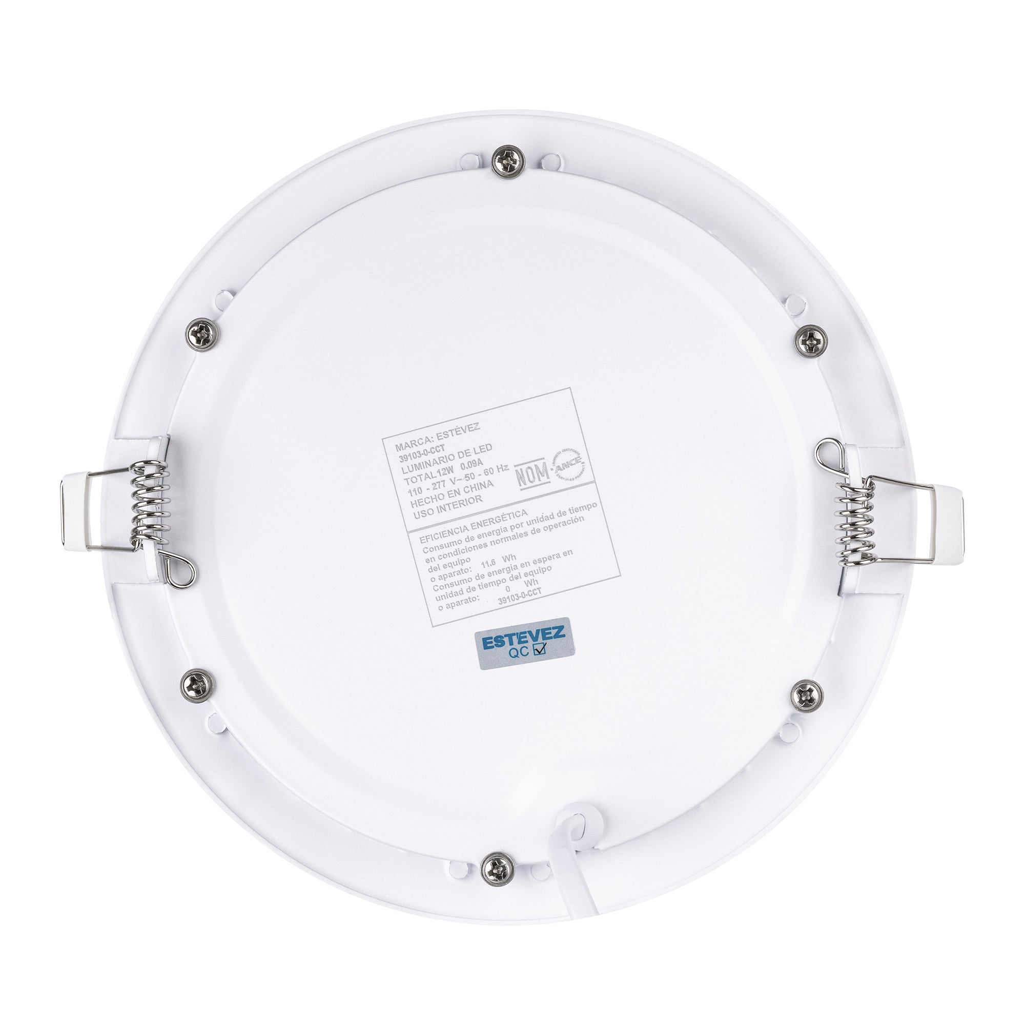 Estevez Luminario  Downlight LED Empotrable 12W Ø170 mm Flat CCT con Selector de Temperatura, Modelo 39103-0-CCT