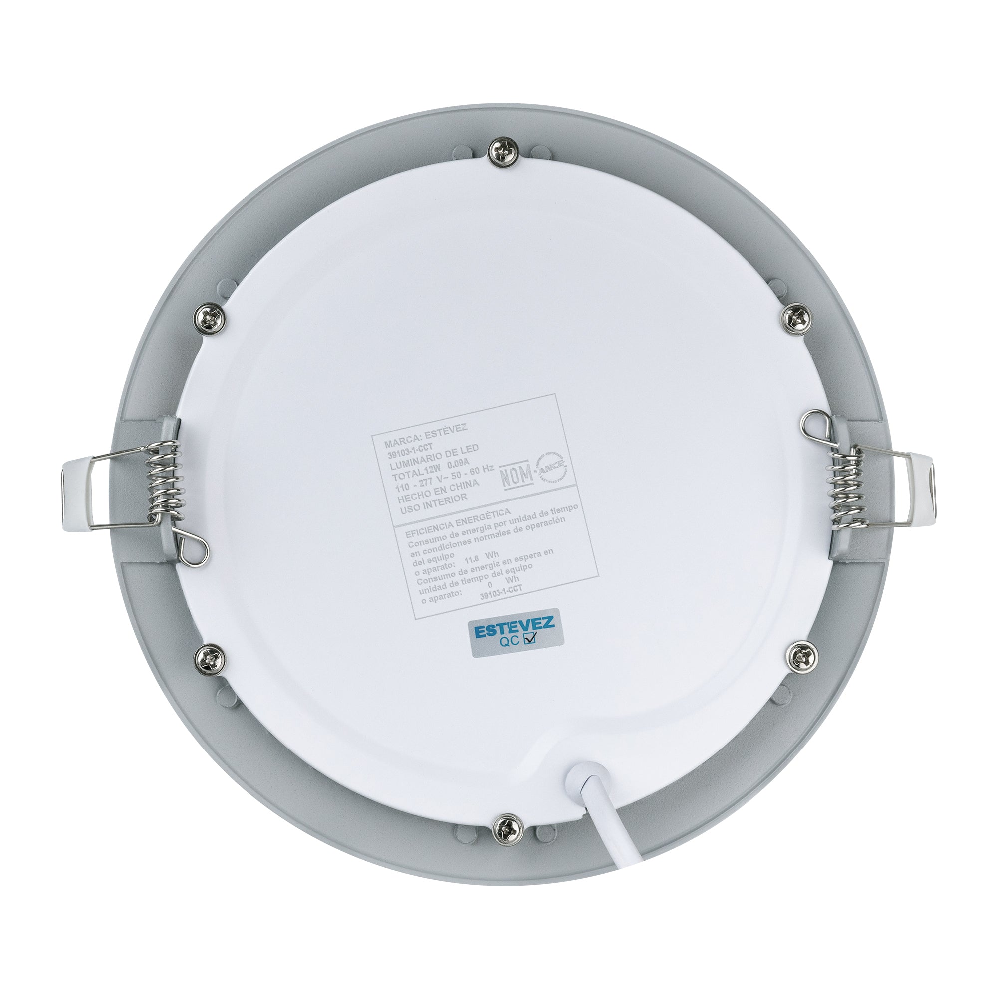 Estevez Luminario  Downlight LED Empotrable 12W Ø170 mm Flat CCT con Selector de Temperatura, Modelo 39103-0-CCT