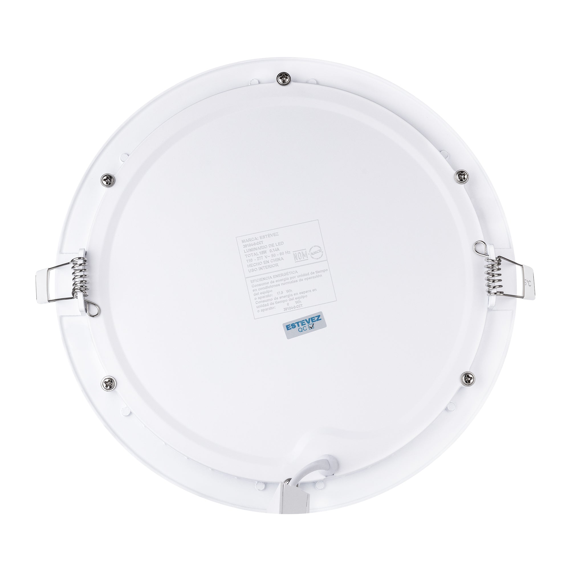 Estevez Luminario Downlight LED Empotrable 18W Ø220 mm Flat CCT con Selector de Temperatura, Modelo 39104-0-CCT