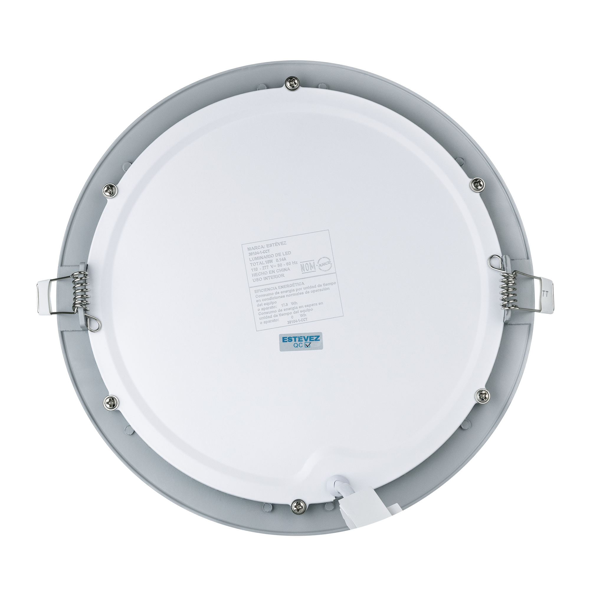 Estevez Luminario Downlight LED Empotrable 18W Ø220 mm Flat CCT con Selector de Temperatura, Modelo 39104-0-CCT