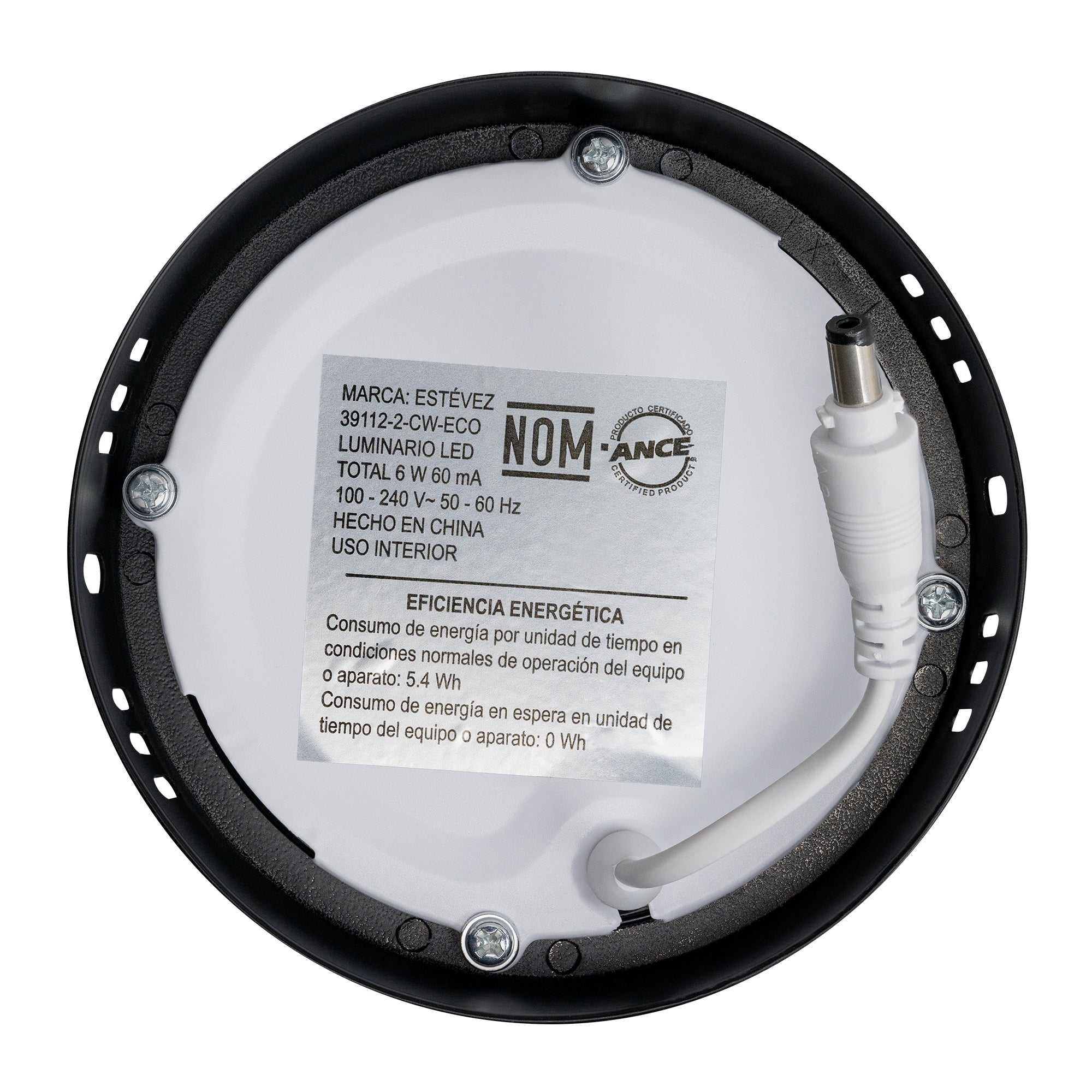 Estevez Luminario De Sobreponer Drum Eco Ø105 Mm Led 6W, Modelo 39112-0-WW-ECO