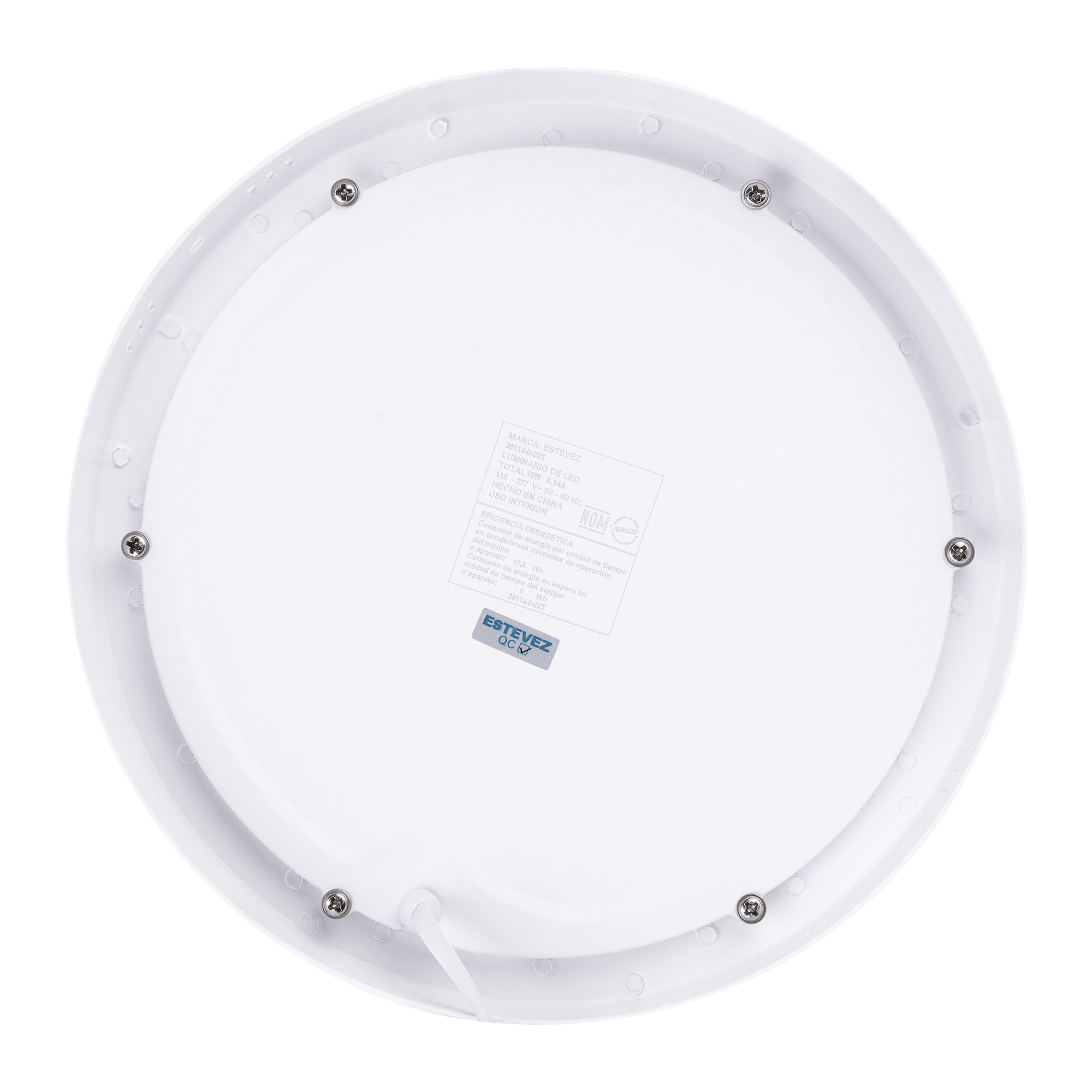 Estevez Luminario De Sobreponer Drum CCT Ø205 Mm Led 18W Con Cambio De Temperatura, Modelo 39114-0-CCT