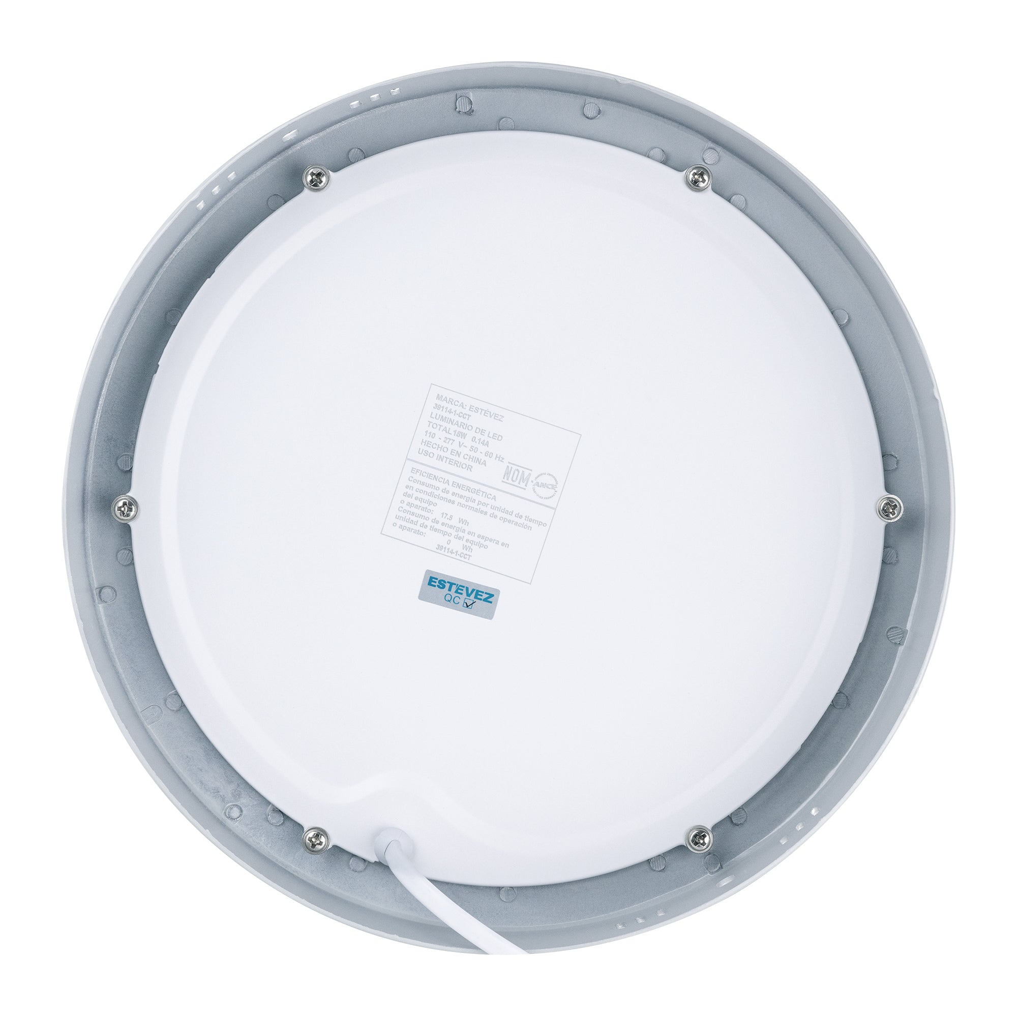 Estevez Luminario De Sobreponer Drum CCT Ø205 Mm Led 18W Con Cambio De Temperatura, Modelo 39114-0-CCT