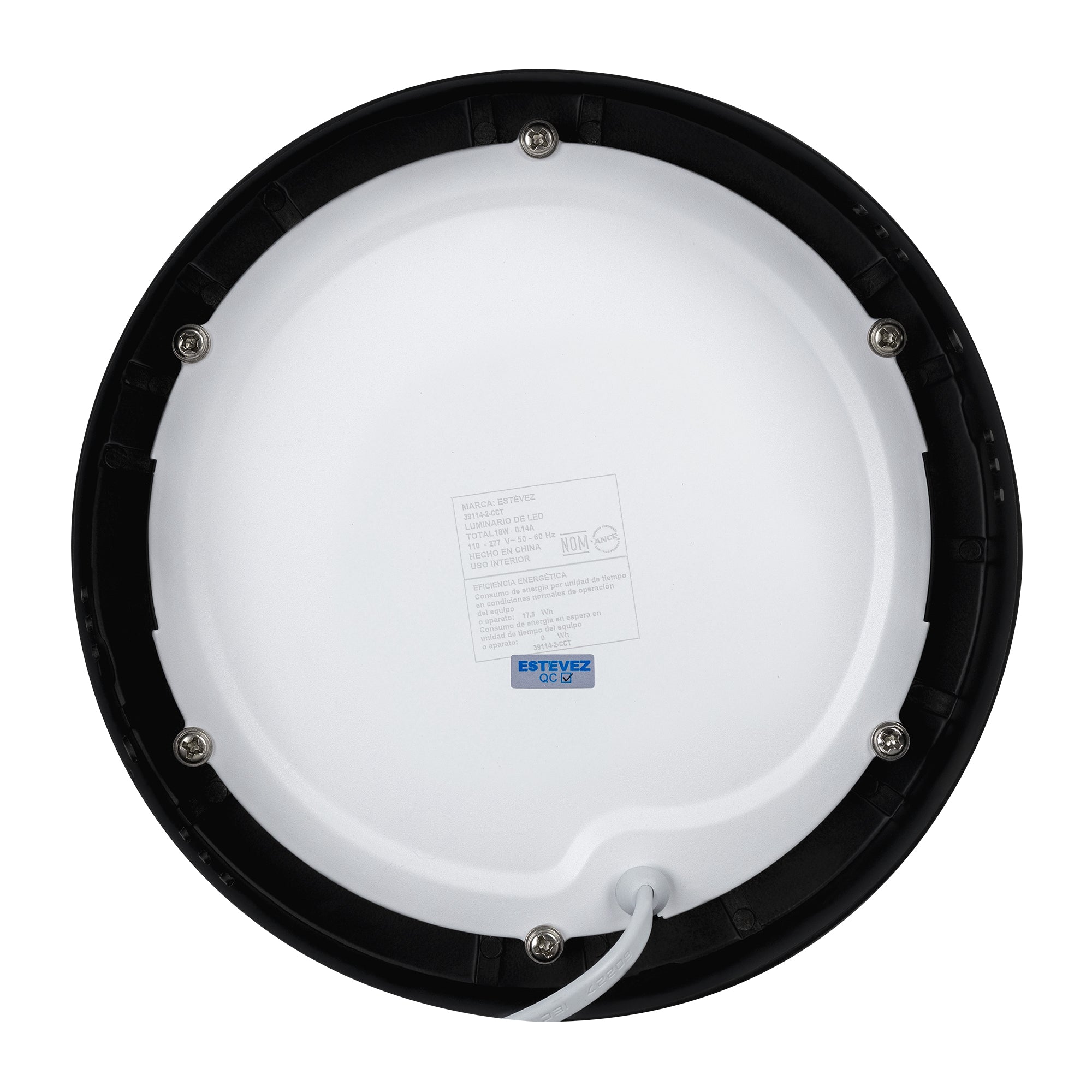 Estevez Luminario De Sobreponer Drum CCT Ø205 Mm Led 18W Con Cambio De Temperatura, Modelo 39114-0-CCT