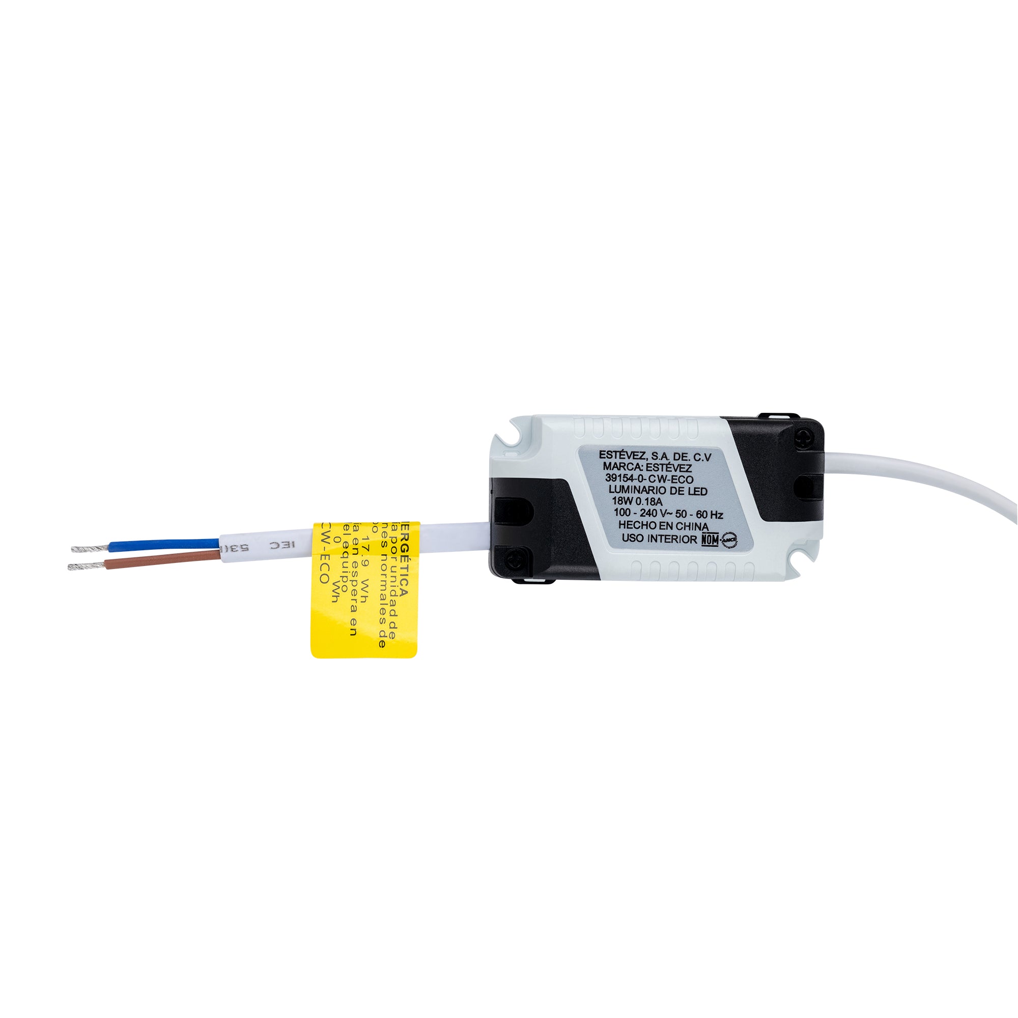Estevez Luminaria LED Flat Square Eco 18W Empotrable 225×225 mm IP20, Modelo 39154-0-WW-ECO