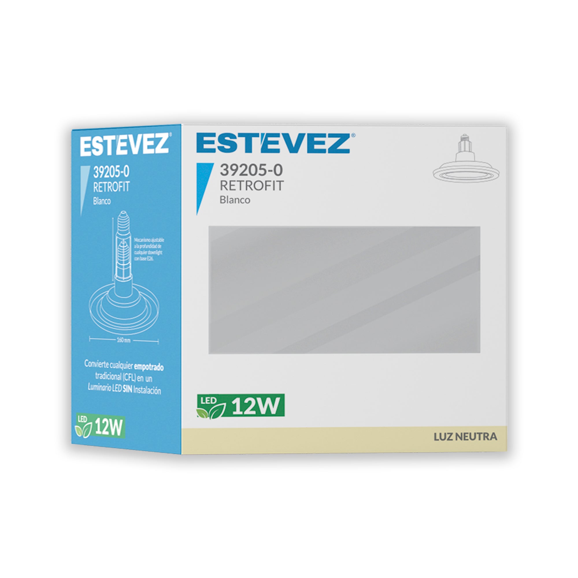 Estevez Luminario LED Luz Neutra 12W para CFL, Modelo  L39205-0