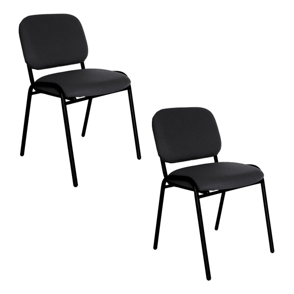 Offiho Set de 2 Sillas de Oficina para Visita Tapizada con Estructura de Acero, Modelo ECOVISITA