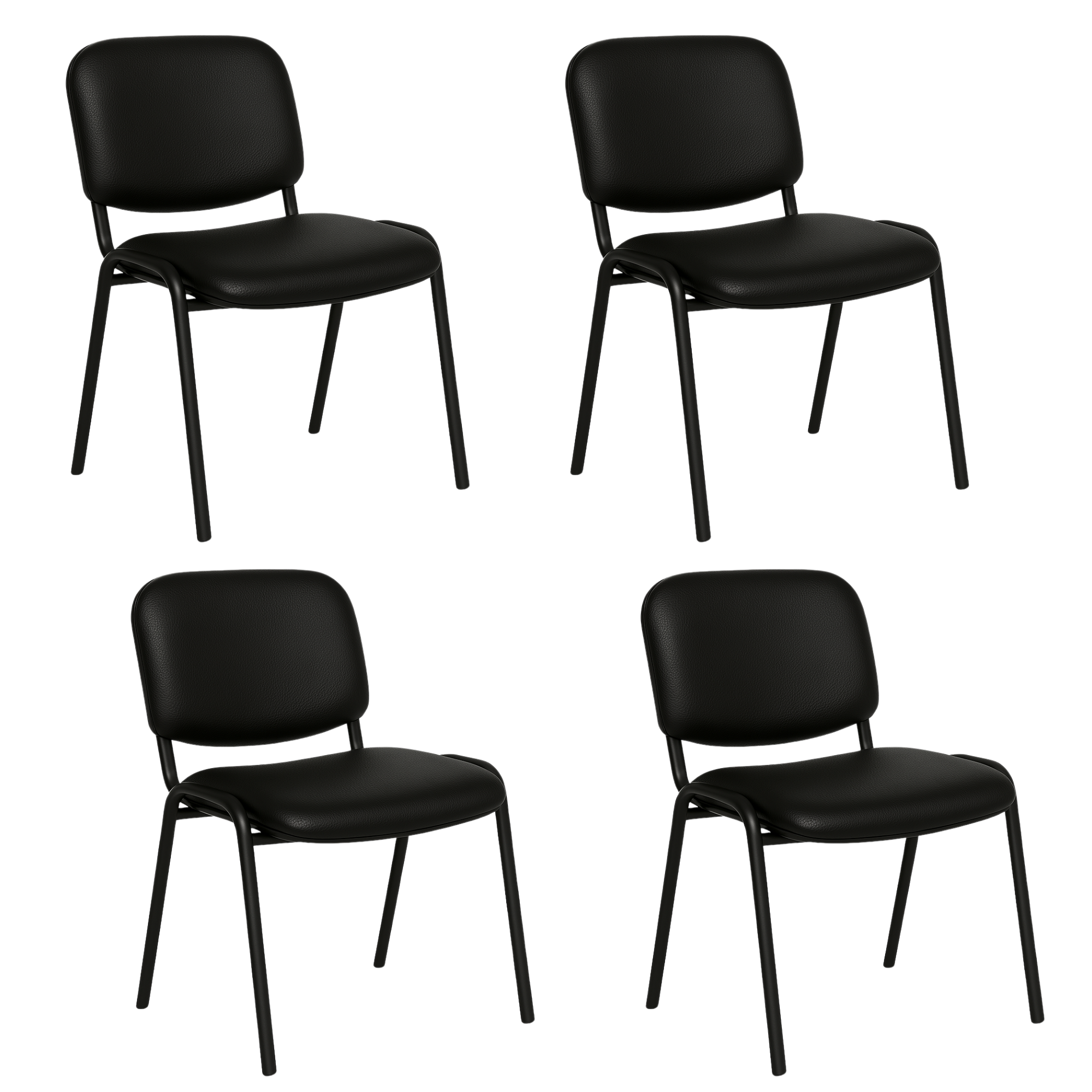 Offiho Set de 4  Sillas de Oficina para Visita Tapizada con Estructura de Acero, Modelo ECOVISITA