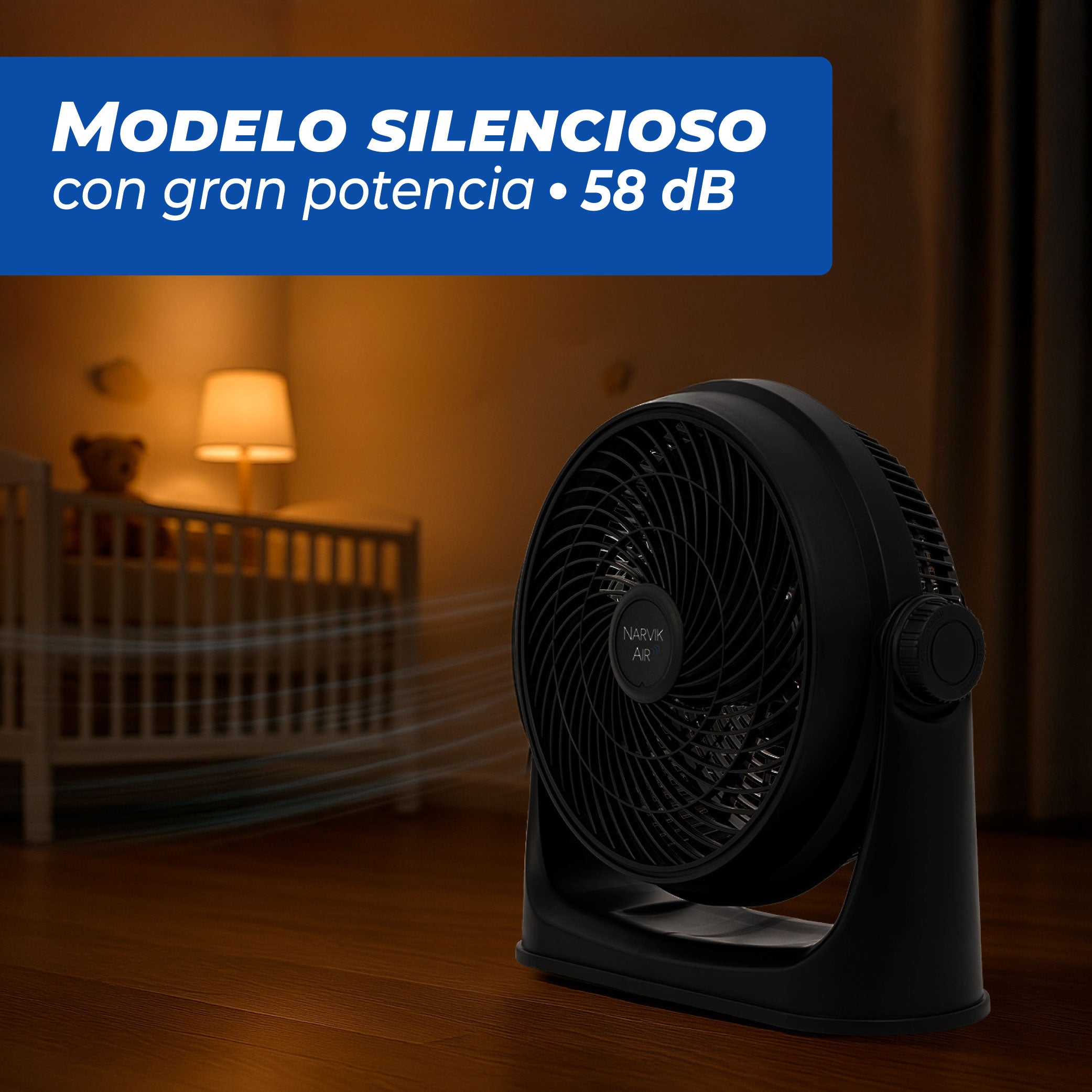 Narvik Ventilador de 12" 2 en 1: Piso y Pared 88W Silencioso con Aspas Plásticas, Modelo NA2012