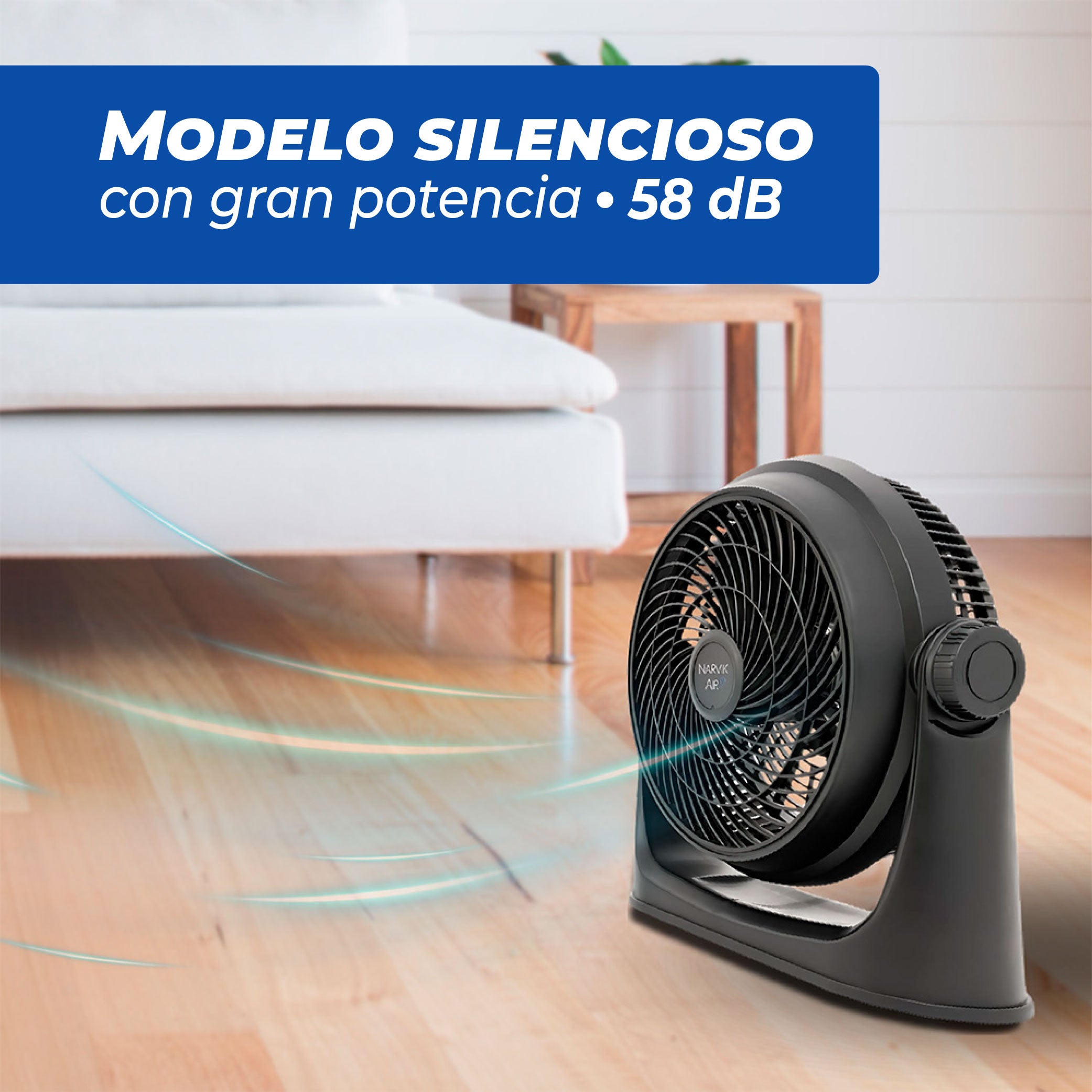 Narvik Ventilador de 12" 2 en 1: Piso y Pared 88W Silencioso con Aspas Plásticas, Modelo NA2012