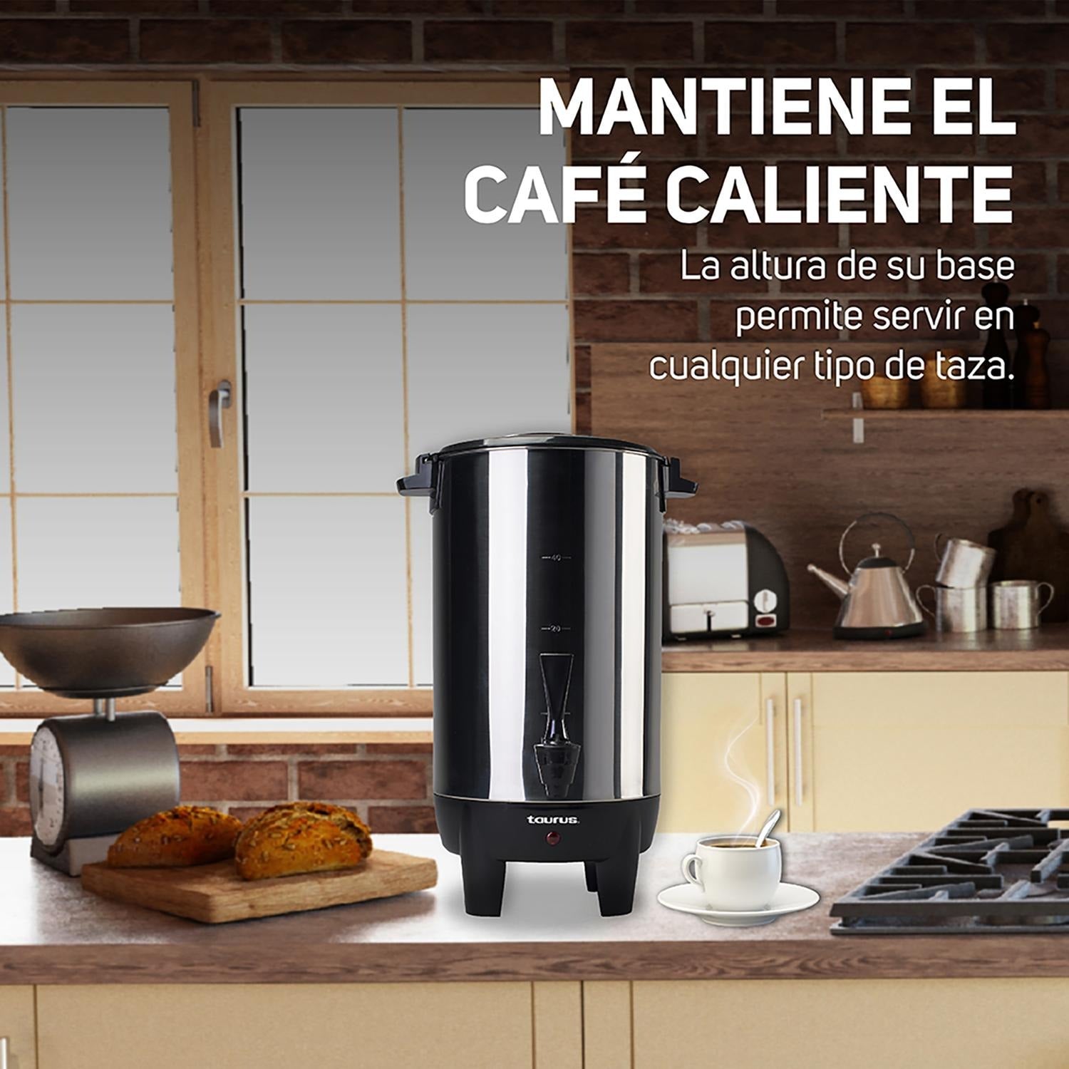 Taurus Cafetera Percoladora de 4.5L Acero Inoxidable, Modelo Columba