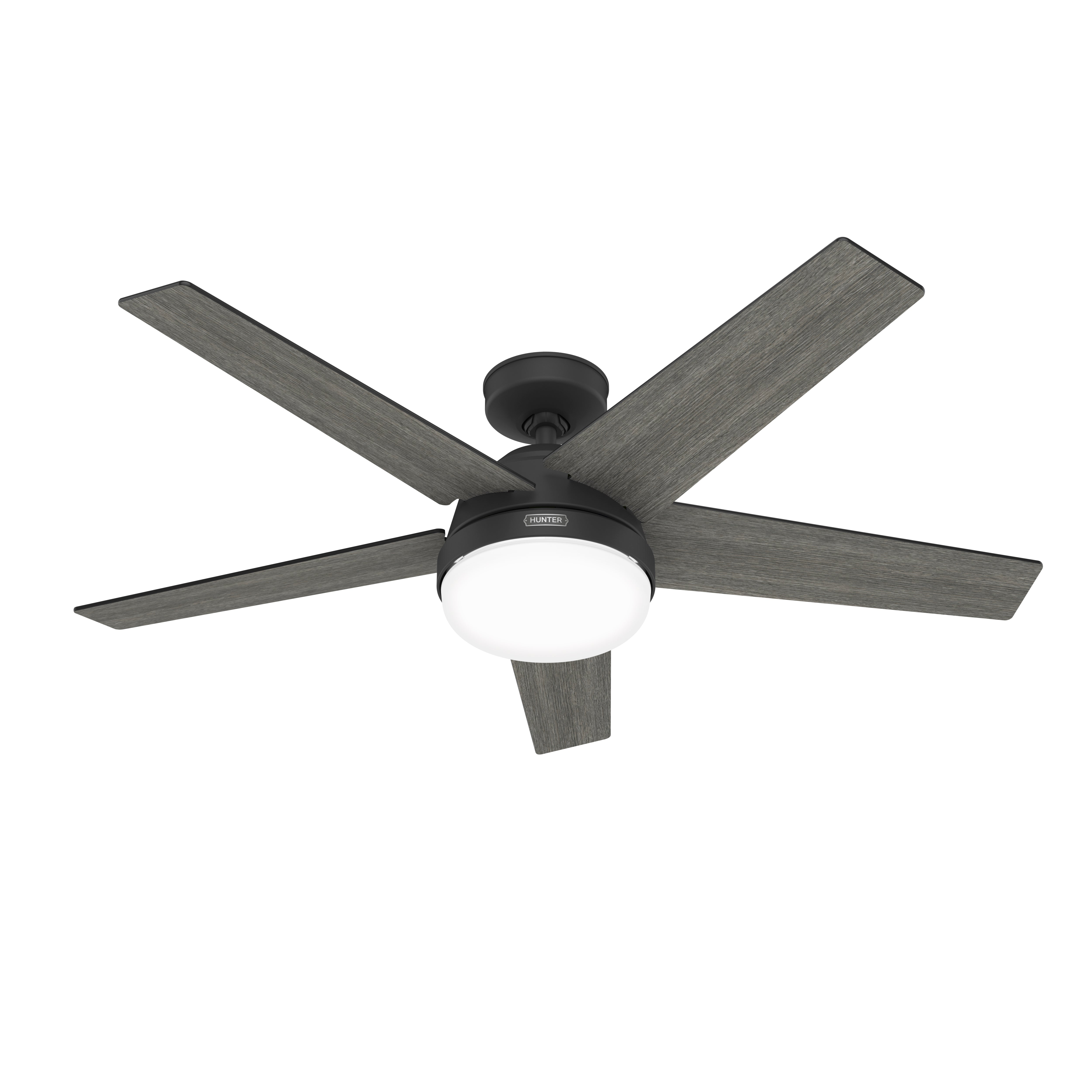 Hunter Ventilador de Techo 52" con Luz y 5 Aspas Reversibles con Control Remoto, Modelo Rivershore 51609