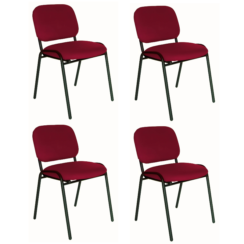 Offiho Set de 4  Sillas de Oficina para Visita Tapizada con Estructura de Acero, Modelo ECOVISITA
