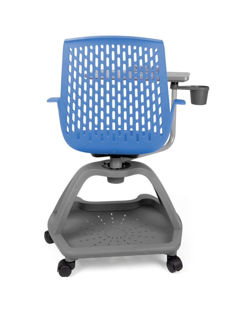 Offiho Silla Escolar tipo Pupitre con Paleta Giratoria, Ruedas y Portavaso, Modelo Blow OHP2100