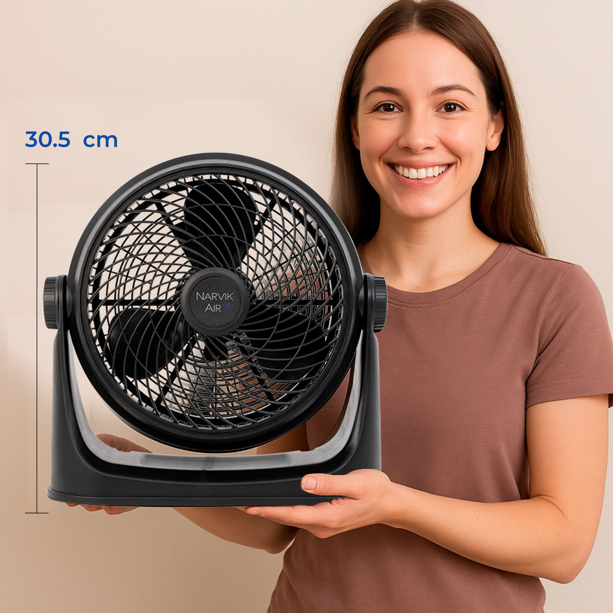 Narvik Ventilador de 12" 2 en 1: Piso y Pared 88W Silencioso con Aspas Plásticas, Modelo NA2012