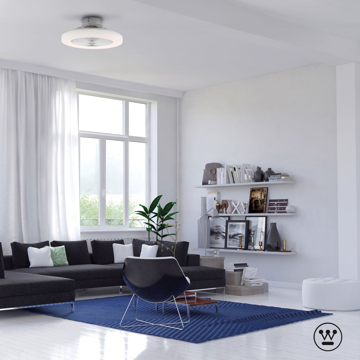 Westinghouse Ventilador de Techo Zurak 20” con LED Integrado y Blancos Dinámicos, Blanco, Modelo 79016
