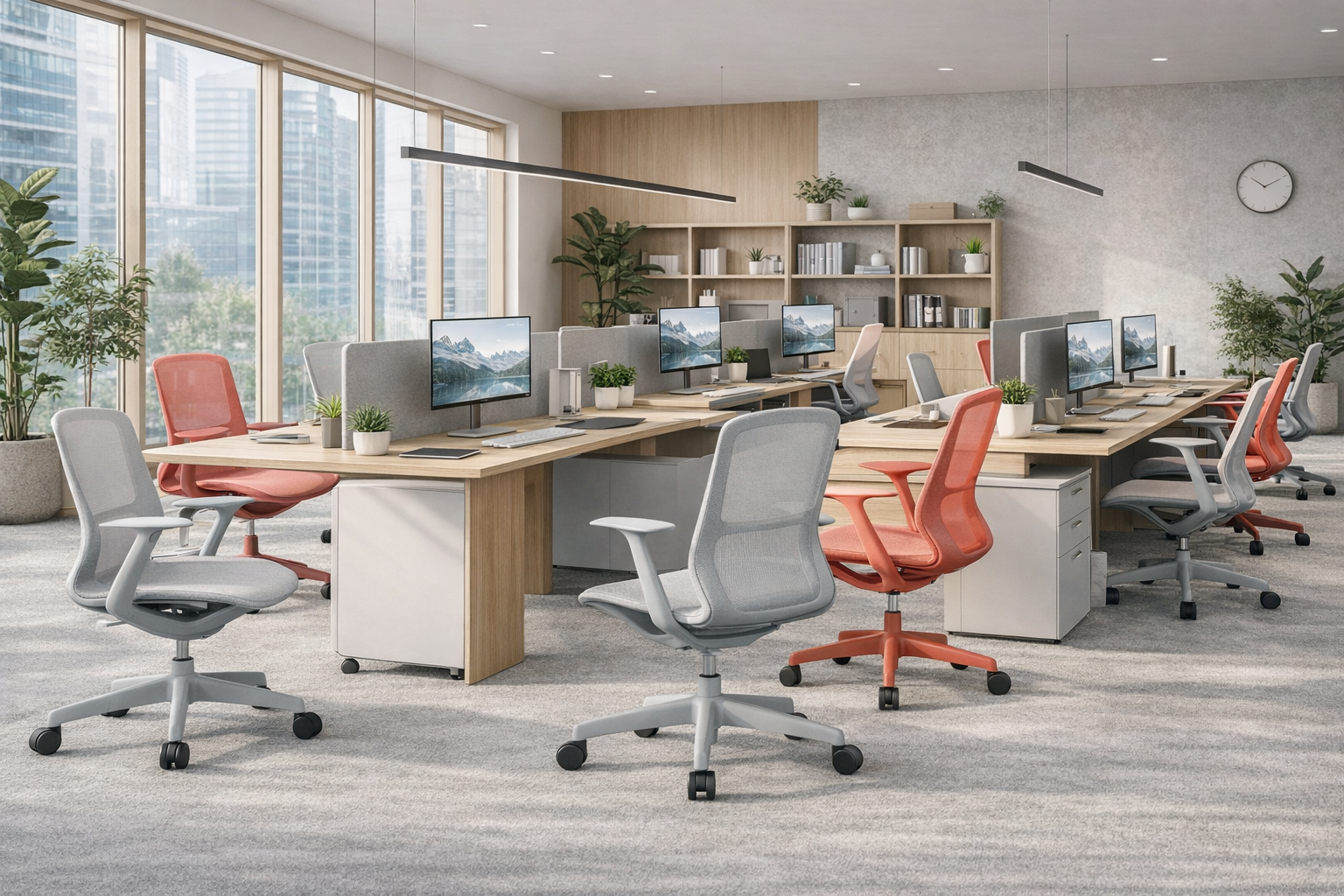 Offiho Silla de Escritorio Ergonómica Reclinable con Altura Ajustable, Modelo Rainbow OHE-101