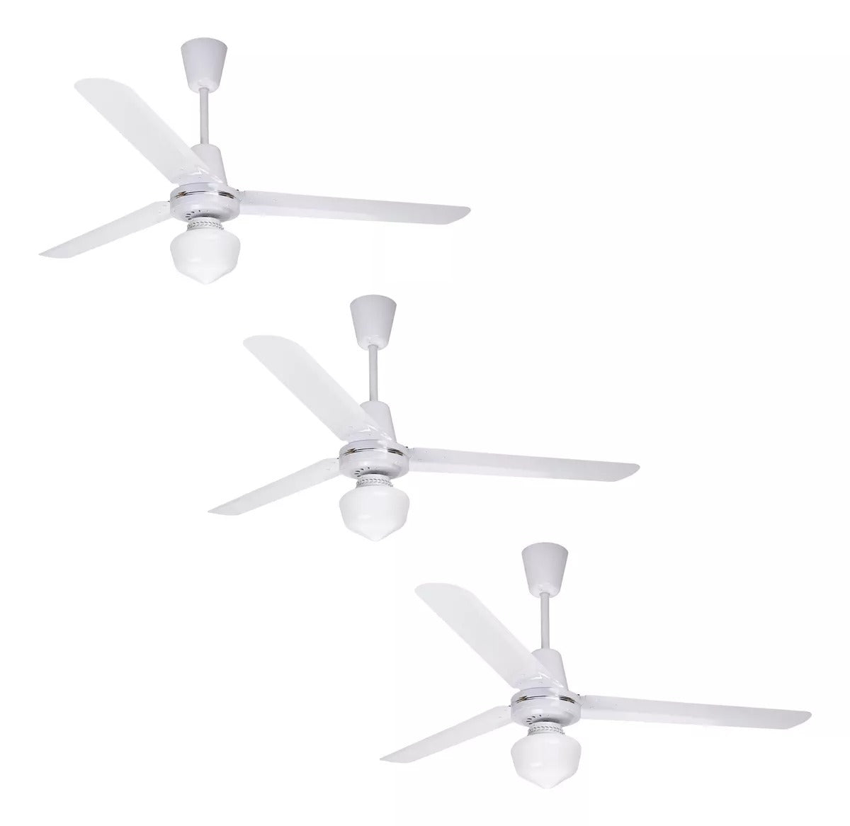 Copacabana II Pack de 3 Ventiladores de Techo con Luz 56" con Aspas Aluminio Apto para Exterior