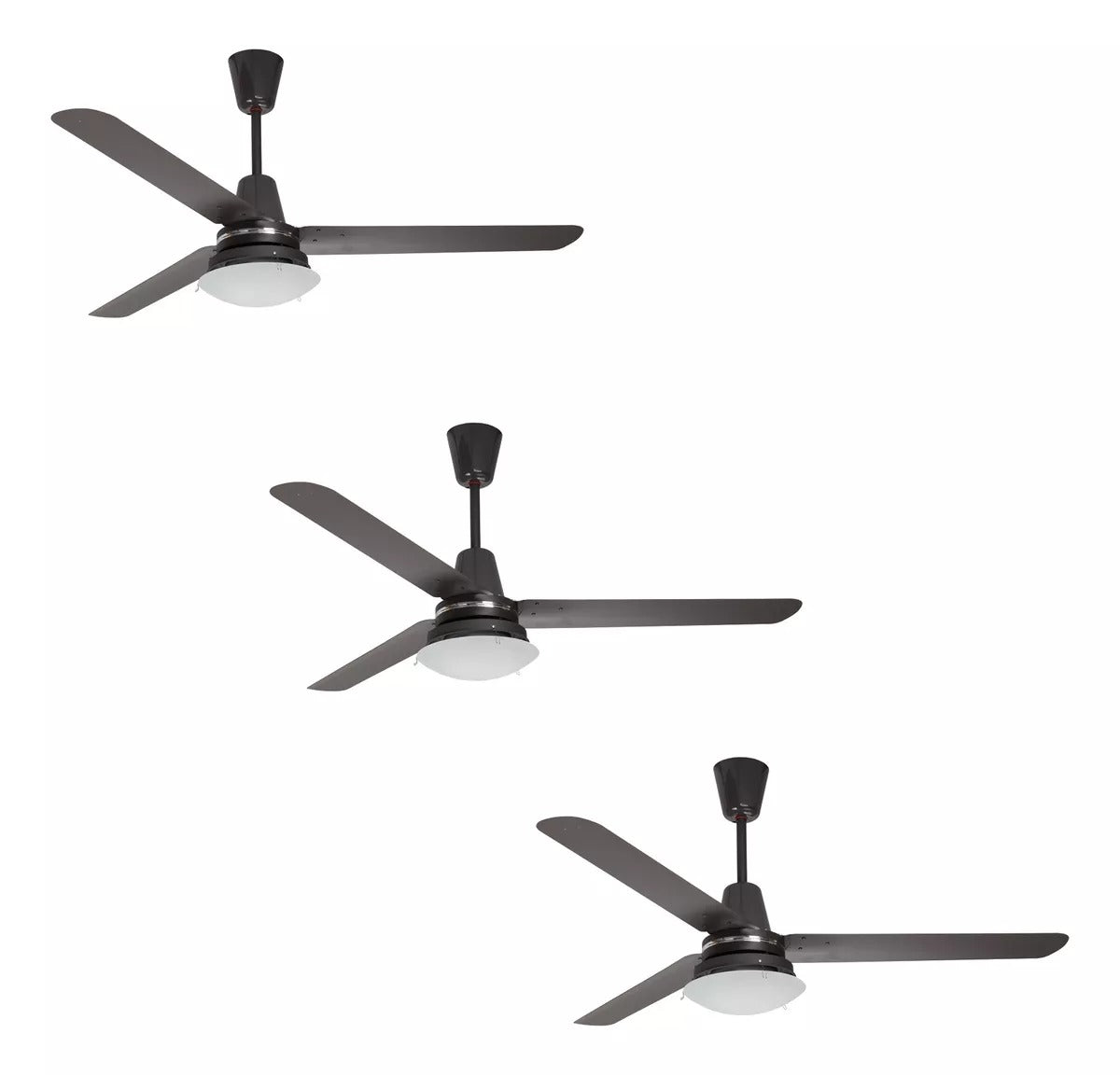 Copacabana II Pack de 3 Ventiladores de Techo con Luz 56" Aspas de Lámina