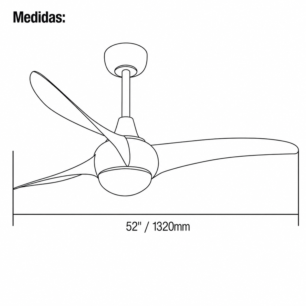 Ipsa Ventilador de Techo 52" de 3 Aspas con Luz y Control Remoto CCT, Modelo Cabos