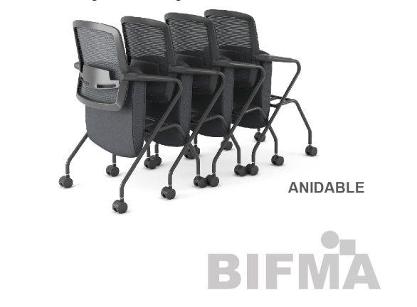 Offiho Set de 2 Silla para Visitas Ergónomica con Ruedas Plegable Anidable, Modelo OHV-138
