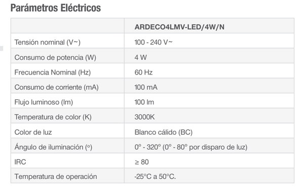 Ipsa Luminaria Decorativa para Muro, Modelo ARDECO4LMV-LED/4W