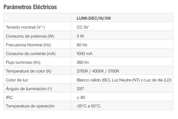 Ipsa Luminario LED Recargable, Modelo LUMI-DEC/N/3W