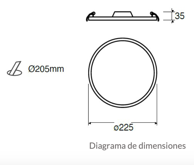 Estevez Luminaria LED Flat Deco CCT Empotrable 25W Ø225mm con Selector de Color, Modelo 39124-0-CCT