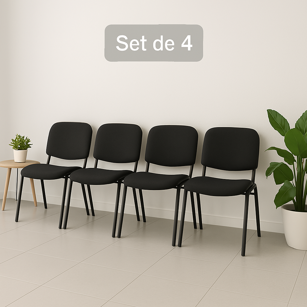 Offiho Set de 2 Sillas de Oficina para Visita Tapizada con Estructura de Acero, Modelo ECOVISITA